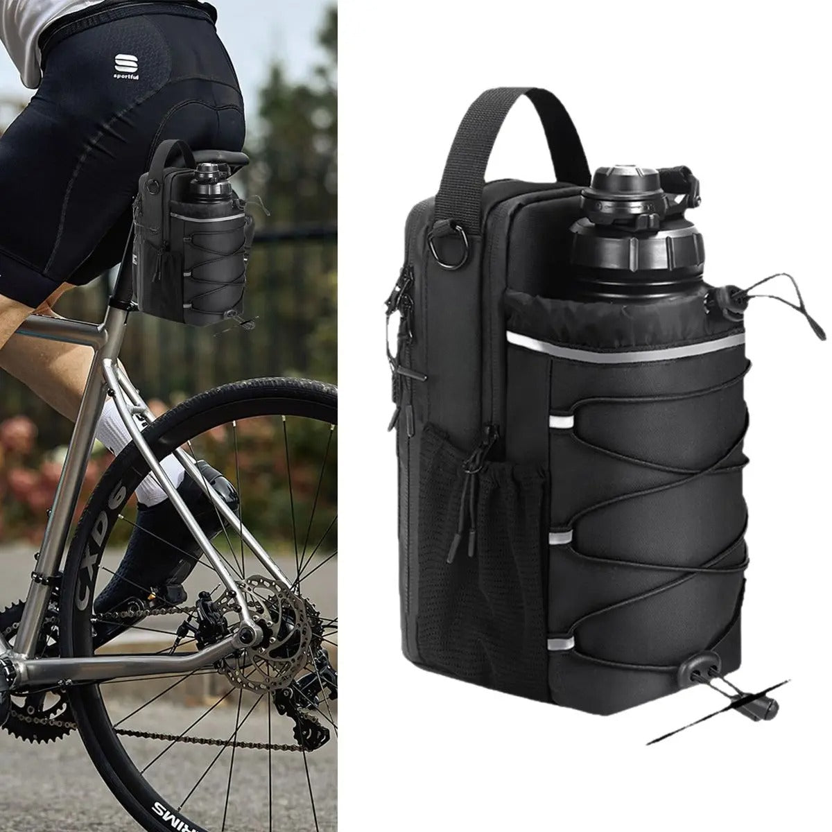 Magnetic Gym Sling Bag with Water Bottle Holder